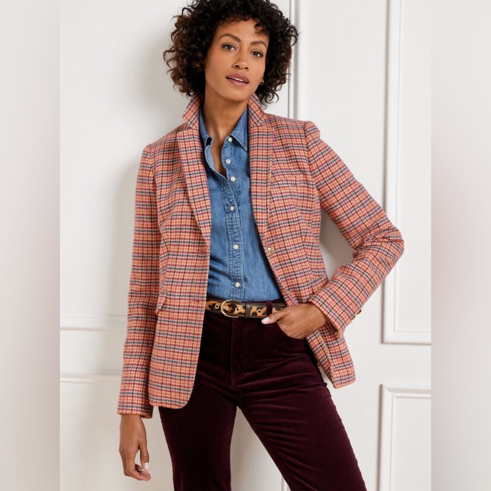 Talbots Classic Shetland Blazer- apple plaid